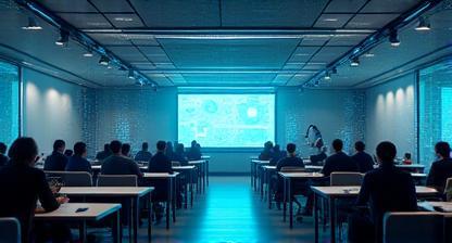 AI-powered virtual classroom illustration